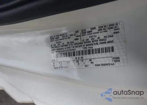 2020 Ford F-250 Xl z USA, uszkodzony, nr VIN 1FTBF2A67LEE30993